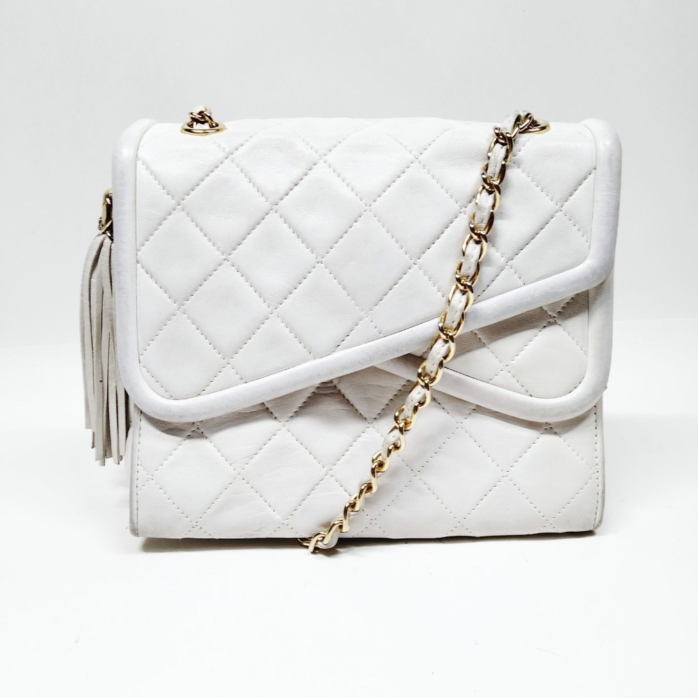 Chanel  White Lamb Skin Bag